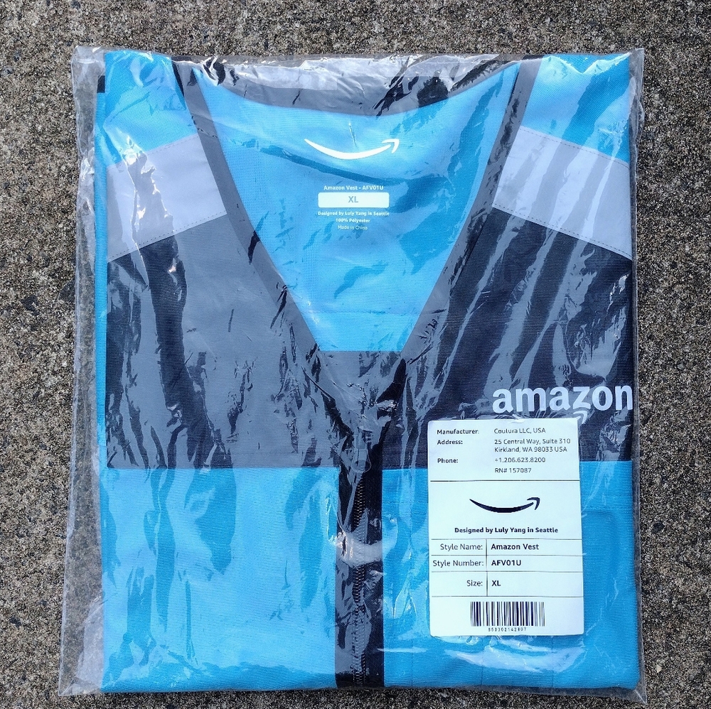 Amazon Flex DSP Unisex Delivery Driver Safety Reflective Full Zip Vest Size XL